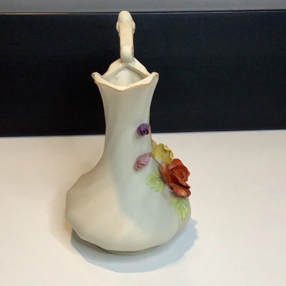 Vintage Capodimonte Small Porcelain Flower Pitcher Made in Italy 5 Inches
